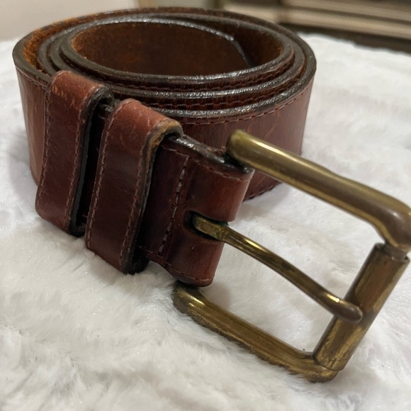 Vintage Lands End  brown leather belt  Sz 30 - Picture 1 of 4